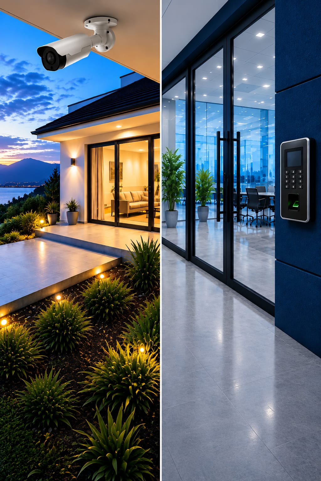 Cape Town home with CCTV camera and office entrance with access control reader