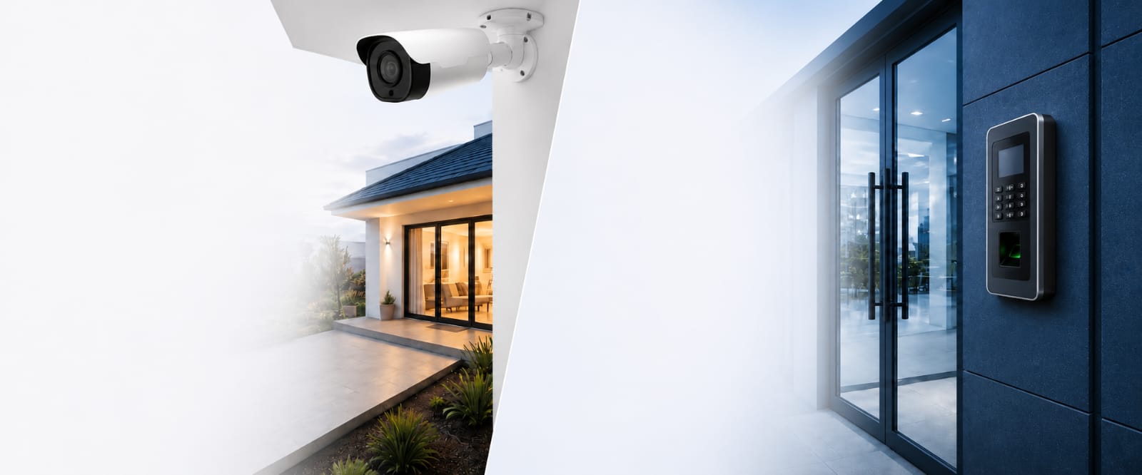 Cape Town home with CCTV camera and office entrance with access control reader